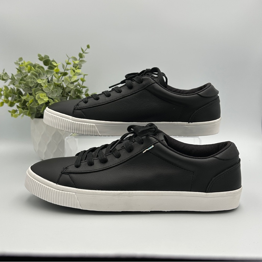 Toms Men's Carlson Black White Leather Shoes Sneakers Size 8 - Picture 10 of 11